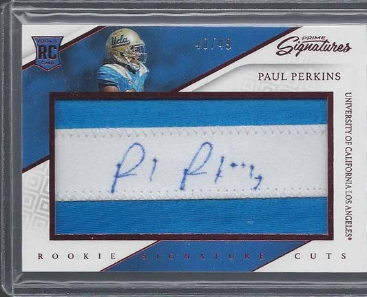 PAUL PERKINS 2016 PRIME SIGNATURES RED RPA JUMBO PATCH ON CARD AUTO RC #D 40/49