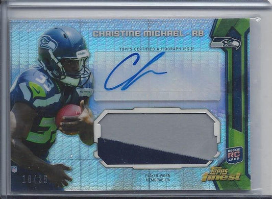 CHRISTINE MICHAEL 2013 FINEST PRISM REFRACTOR JUMBO 2 CLR PATCH AUTO RC #D 18/25