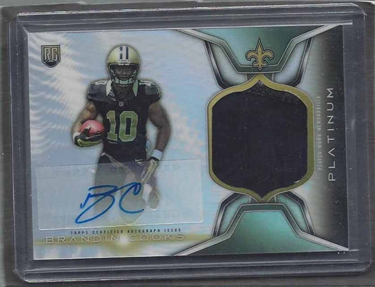BRANDIN COOKS 2014 TOPPS PLATINUM REFRACTOR RPA ROOKIE PATCH AUTO RC