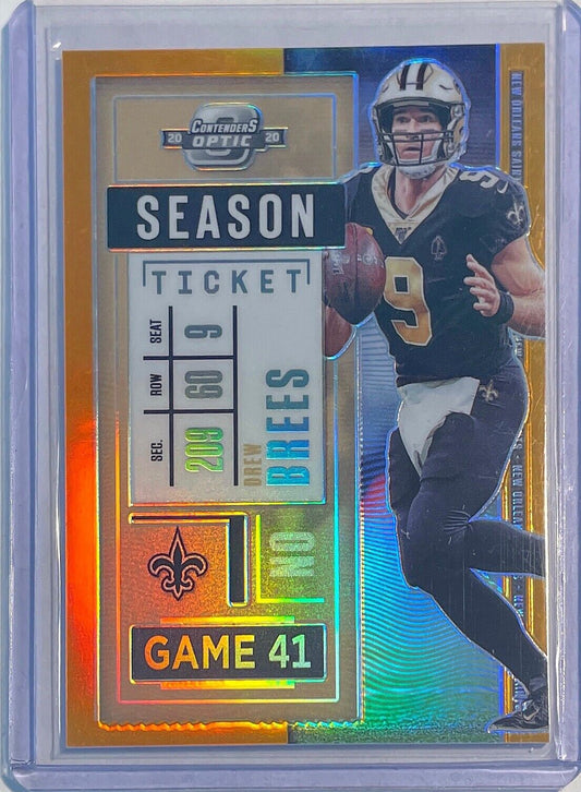 DREW BREES 2020 CONTENDERS OPTIC ORANGE PRIZM SEASON TICKET PRIZM #D 48/50