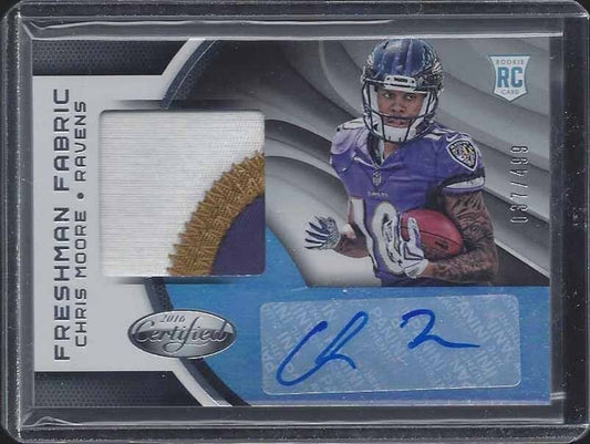 CHRIS MOORE 2016 CERTIFIED FRESHMAN FABRIC 3 COLOR ROOKIE PATCH AUTO RC #D /299