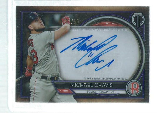 MICHAEL CHAVIS 2020 TOPPS TRIBUTE ON CARD AUTO PURPLE #D 1/50