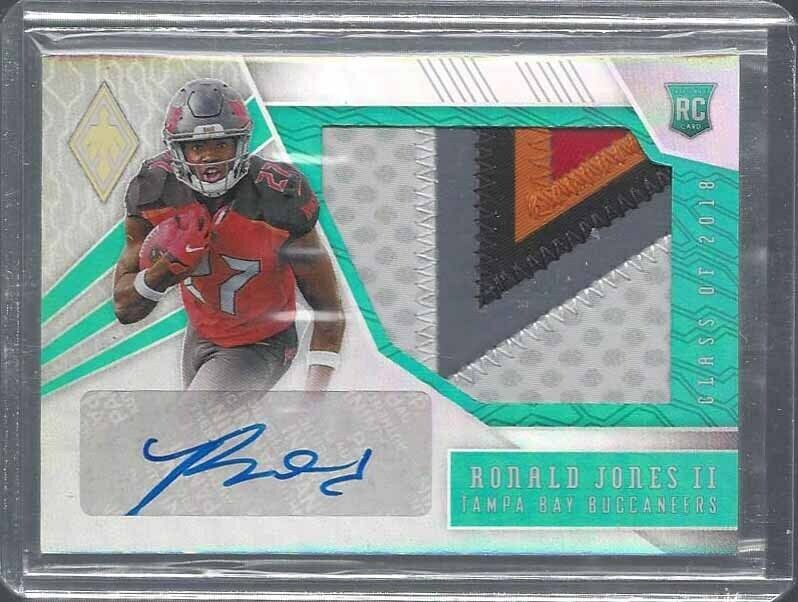 RONALD JONES II 2018 PHOENIX GREEN CLASS JUMBO 5 COLOR ROOKIE PATCH AUTO RC /25