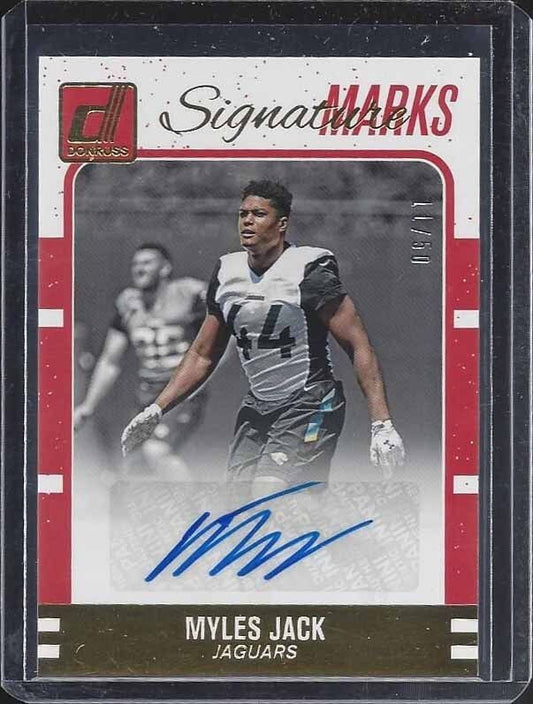 MYLES JACK 2016 DONRUSS SIGNATURE MARKS RED JAGUARS ROOKIE AUTO RC #D 11/50