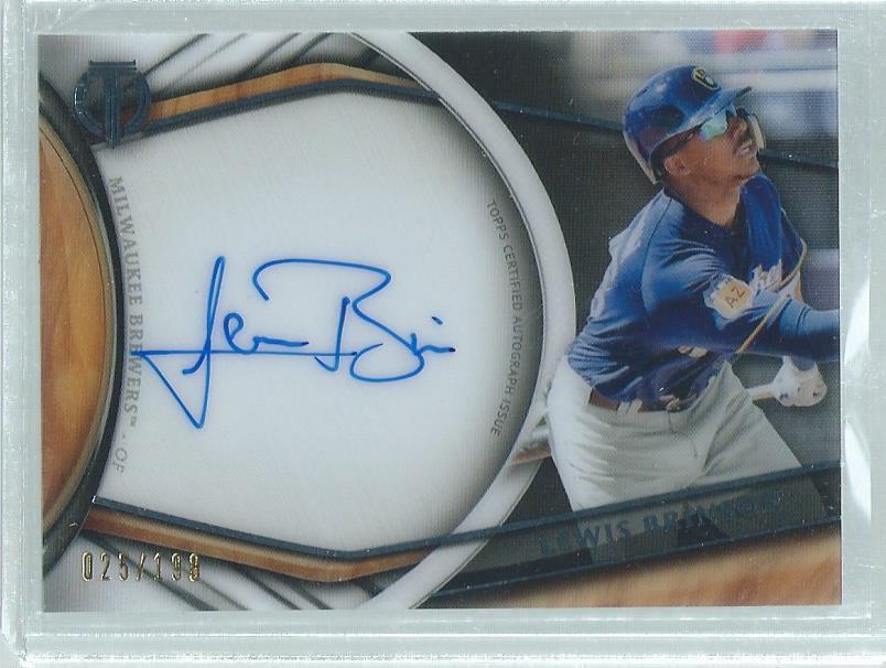 LEWIS BRINSON 2018 TOPPS TRIBUTE ON CARD AUTO #D 25/198