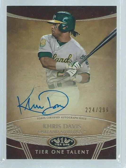 KHRIS DAVIS 2019 TOPPS TIER ONE ON CARD AUTO #D 224/299