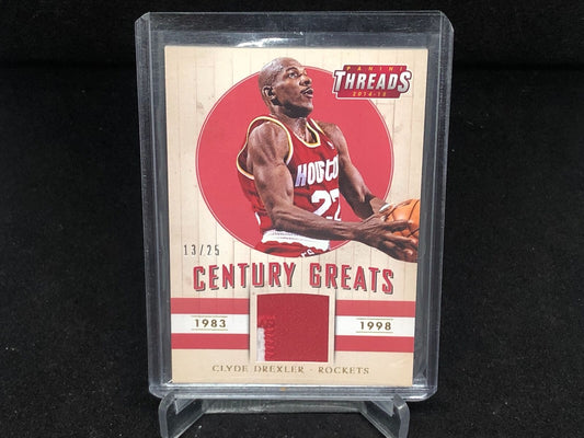 CLYDE DREXLER 2014-15 PANINI THREADS CENTURY GREATS 2 COLOR PATCH #D 13/25