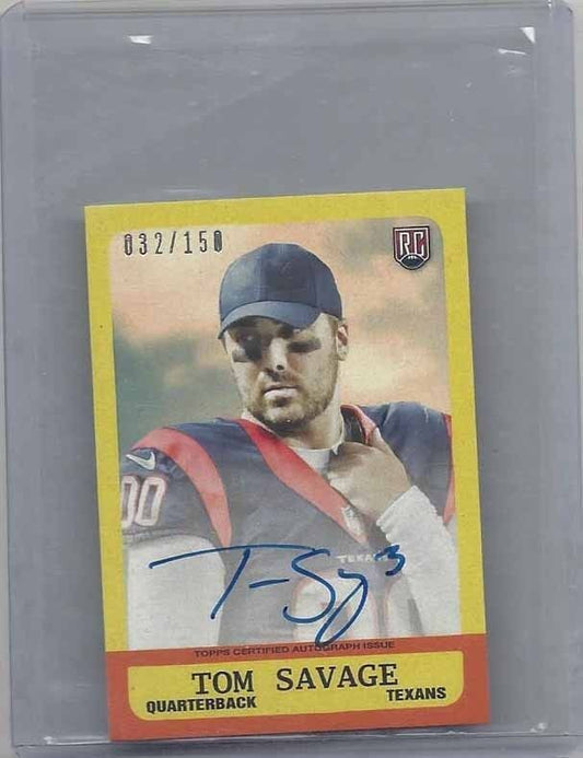 TOM SAVAGE 2014 TOPPS 1963 STYLE RETRO TEXANS ON CARD ROOKIE AUTO RC #D 32/150