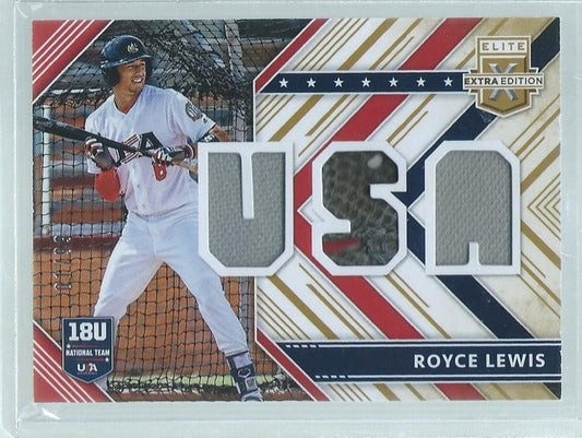 ROYCE LEWIS 2018 ELITE EXTRA EDITION USA TRIPLE PATCH PROSPECT #D 1/99