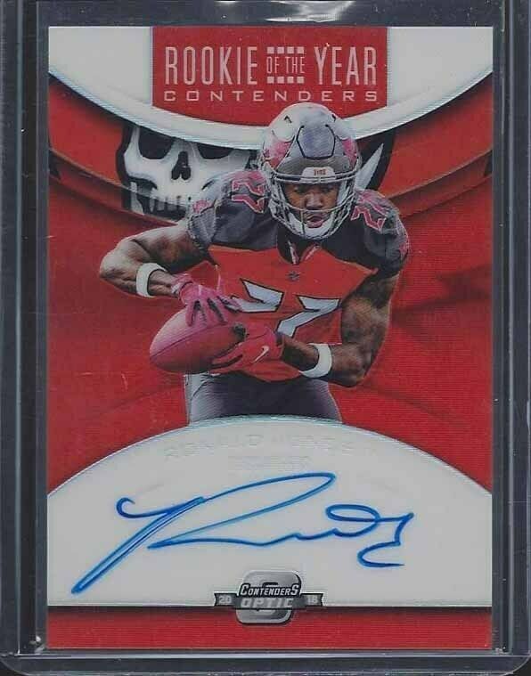 RONALD JONES II 2018 CONTENDERS OPTIC ROOKIE OF THE YEAR ORANGE HOLO AUTO RC /49