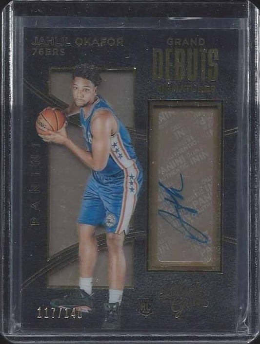 JAHLIL OKAFOR 2015-16 BLACK GOLD GRAND DEBUTS 76ERS ROOKIE AUTO RC #D 117/140