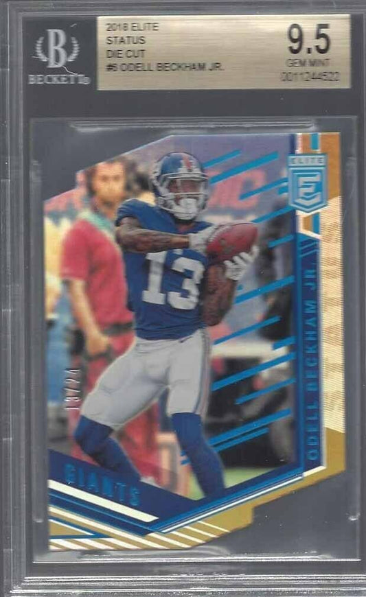 1/1 ODELL BECKHAM JR 2018 ELITE STATUS GOLD DIE CUT #D 13/24 BGS 9.5 GEM JSY #13