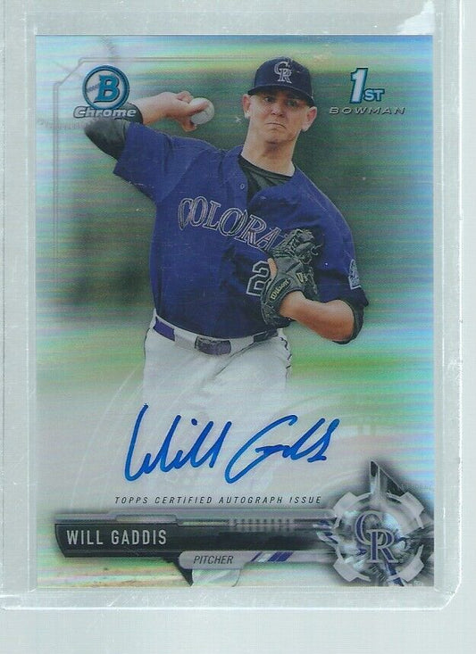 WILL GADDIS 2018 BOWMAN CHROME 1ST ON CARD AUTO PROSPECT REFRACTOR #D 442/499