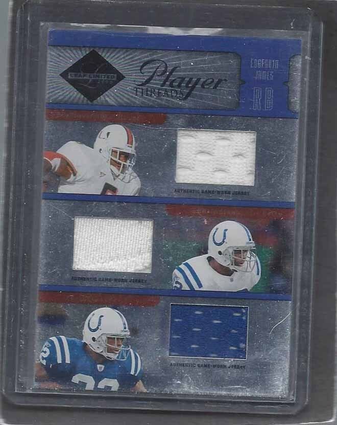 EDGERRIN JAMES 2005 DONRUSS LEAF LIMITED PLAYER THREADS TRIPLE JERSEY #D 40/50