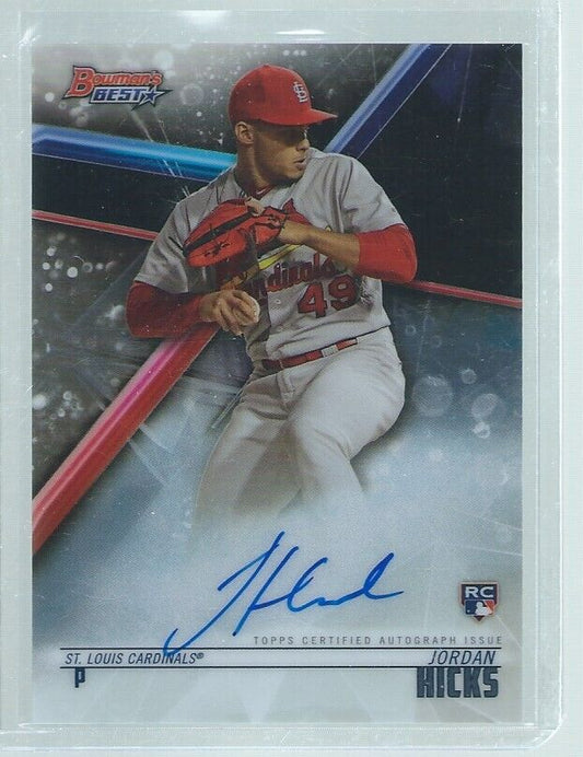 JORDAN HICKS 2018 BOWMAN'S BEST ON CARD AUTO ROOKIE RC