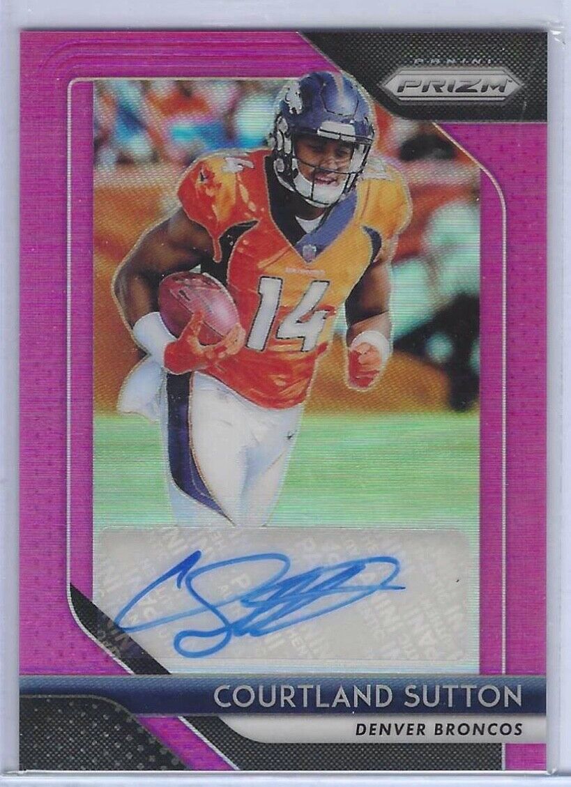COURTLAND SUTTON 2018 PANINI PRIZM PINK ROOKIE AUTO RC #RA-CS