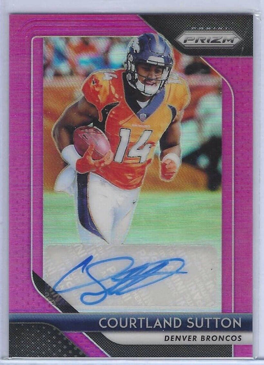 COURTLAND SUTTON 2018 PANINI PRIZM PINK ROOKIE AUTO RC #RA-CS