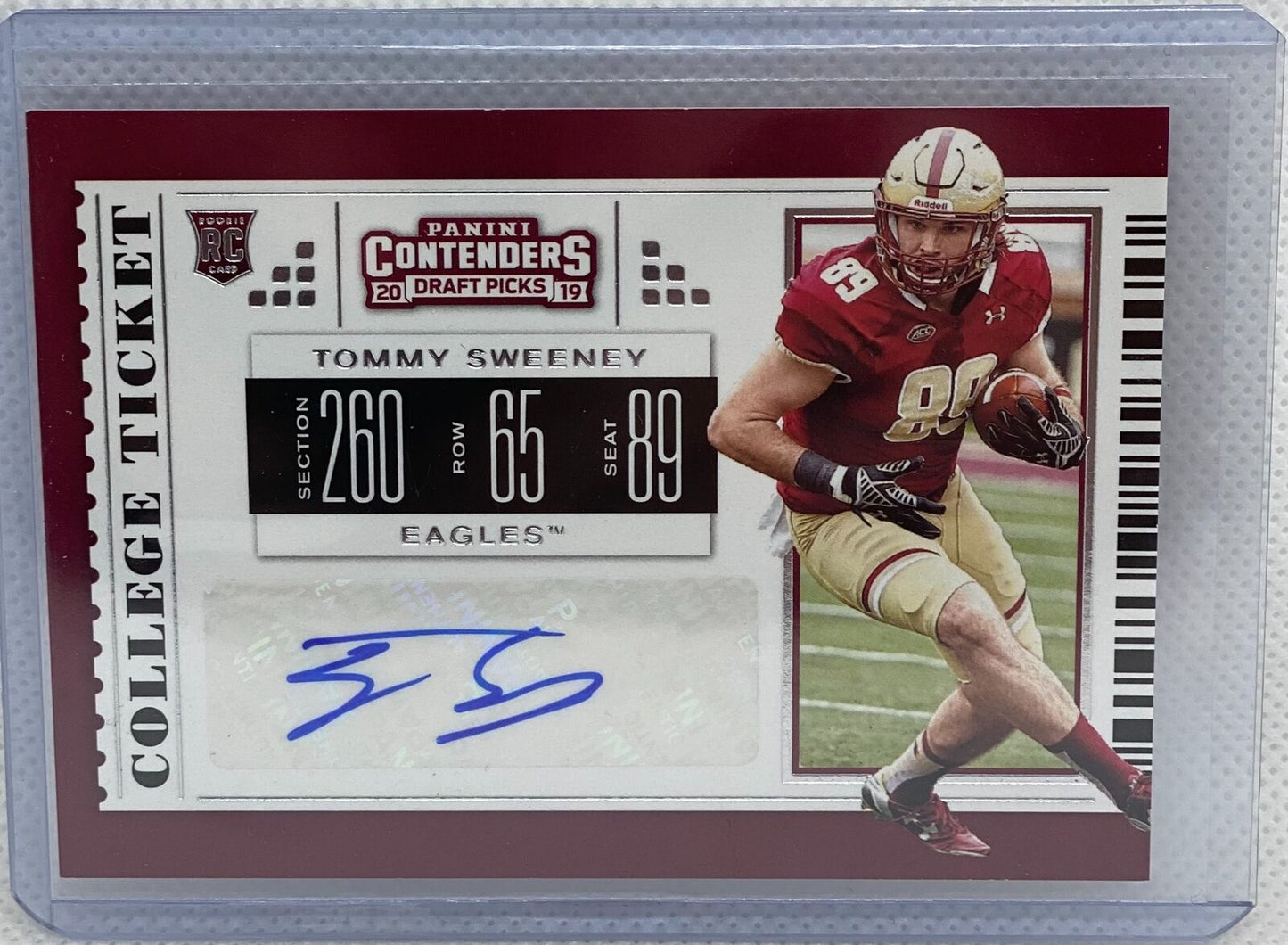 TOMMY SWEENEY 2019 CONTENDERS DRAFT PICKS COLLEGE TICKET AUTO RC #167