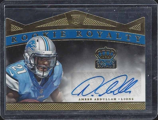 AMEER ABDULLAH 2015 CROWN ROYALE ROOKIE ROYALTY GOLD DIE CUT AUTO RC #D 4/99