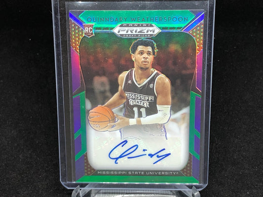 QUINNDARY WEATHERSPOON 2019-20 PRIZM PURPLE GREEN PRIZMS AUTO RC #D 106/149