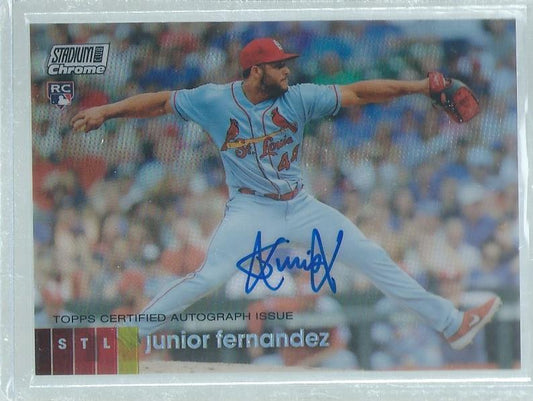 JUNIOR FERNANDEZ 2020 TOPPS STADIUM CLUB CHROME ON CARD AUTO REFRACTOR ROOKIE RC