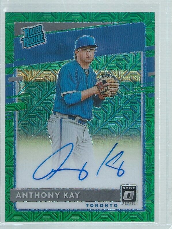 ANTHONY KAY 2020 DONRUSS OPTIC GREEN MOJO RATED ROOKIE ON CARD AUTO RC #D 39/99
