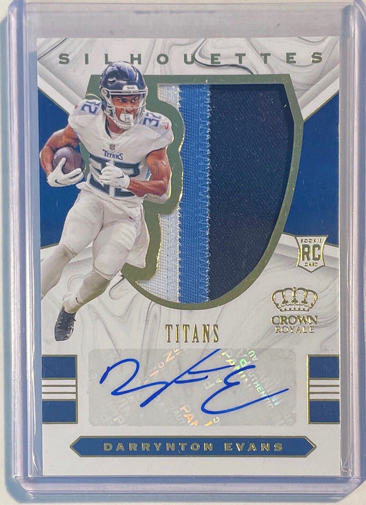 DARRYNTON EVANS 2020 CROWN ROYALE SILHOUETTES 3 CLR PATCH AUTO ROOKIE RC #D /25
