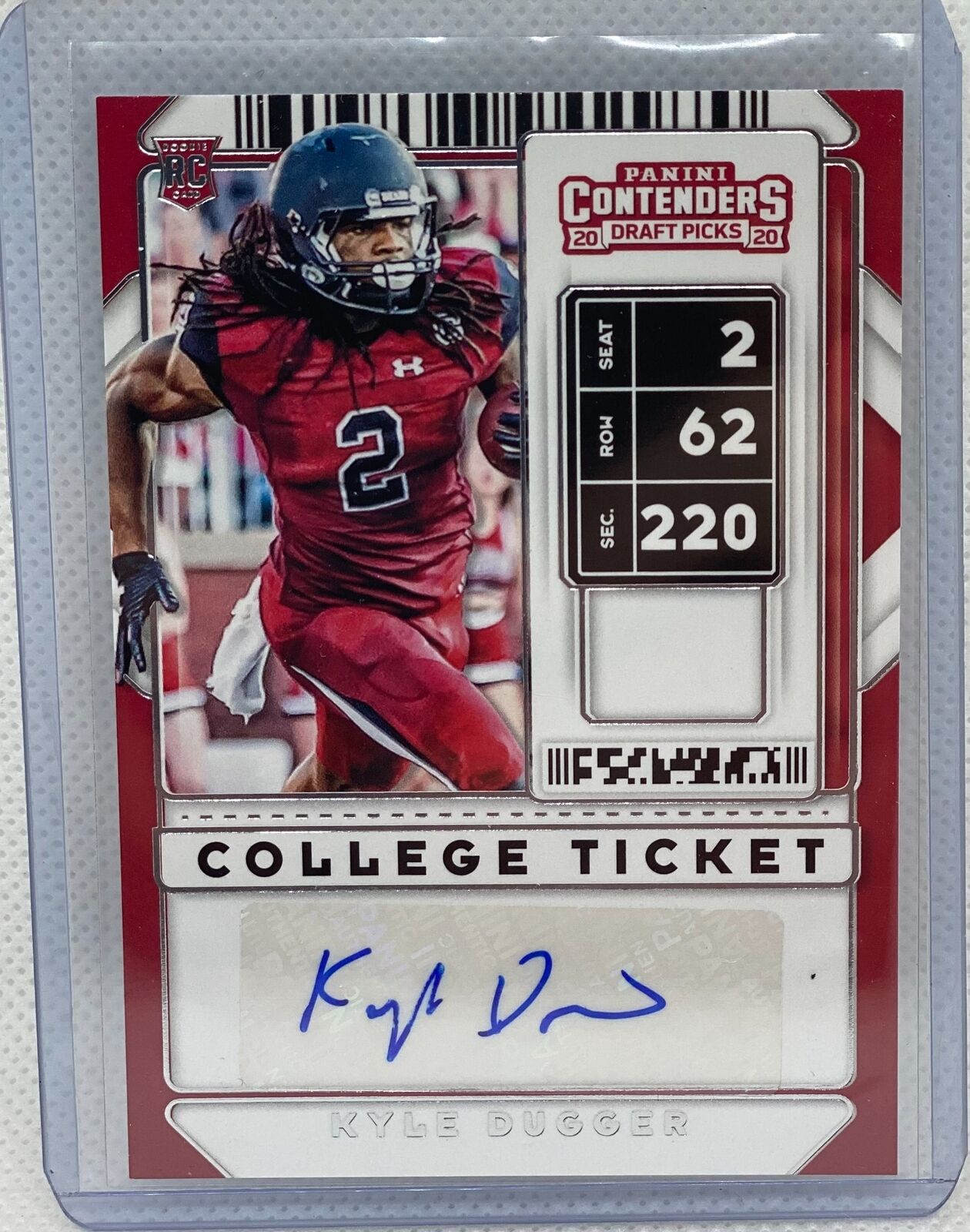 KYLE DUGGER 2020 PANINI CONTENDERS DRAFT PICKS COLLEGE TICKET AUTO RC #228