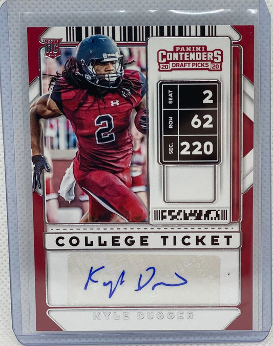 KYLE DUGGER 2020 PANINI CONTENDERS DRAFT PICKS COLLEGE TICKET AUTO RC #228