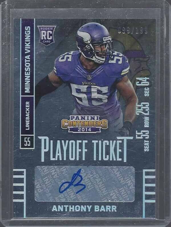 ANTHONY BARR 2014 CONTENDERS PLAYOFF TICKET ROOKIE AUTO RC #D 99/199