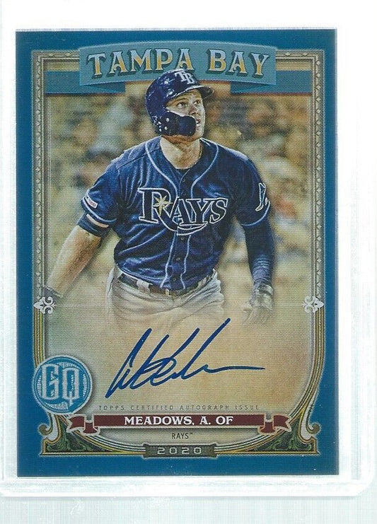 AUSTIN MEADOWS 2020 TOPPS GYPSY QUEEN BLUE ON CARD AUTO #D 59/150