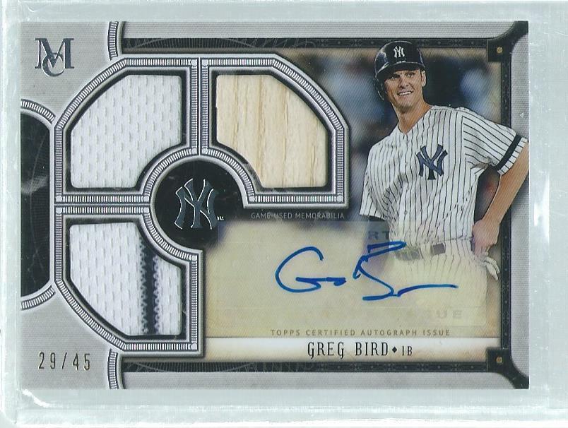 GRED BIRD 2018 TOPPS MUSEUM COLLECTION TRIPLE JERSEY BAT AUTO #D 29/45
