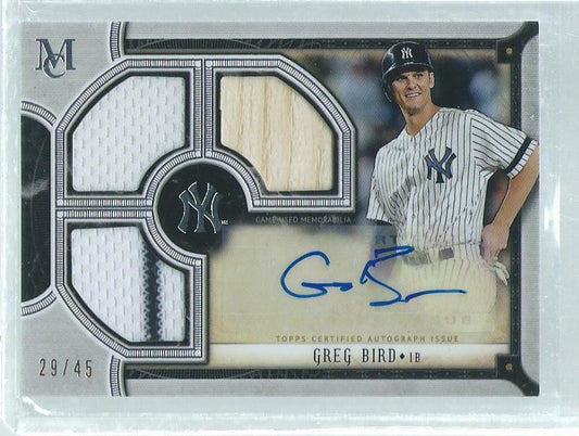 GRED BIRD 2018 TOPPS MUSEUM COLLECTION TRIPLE JERSEY BAT AUTO #D 29/45