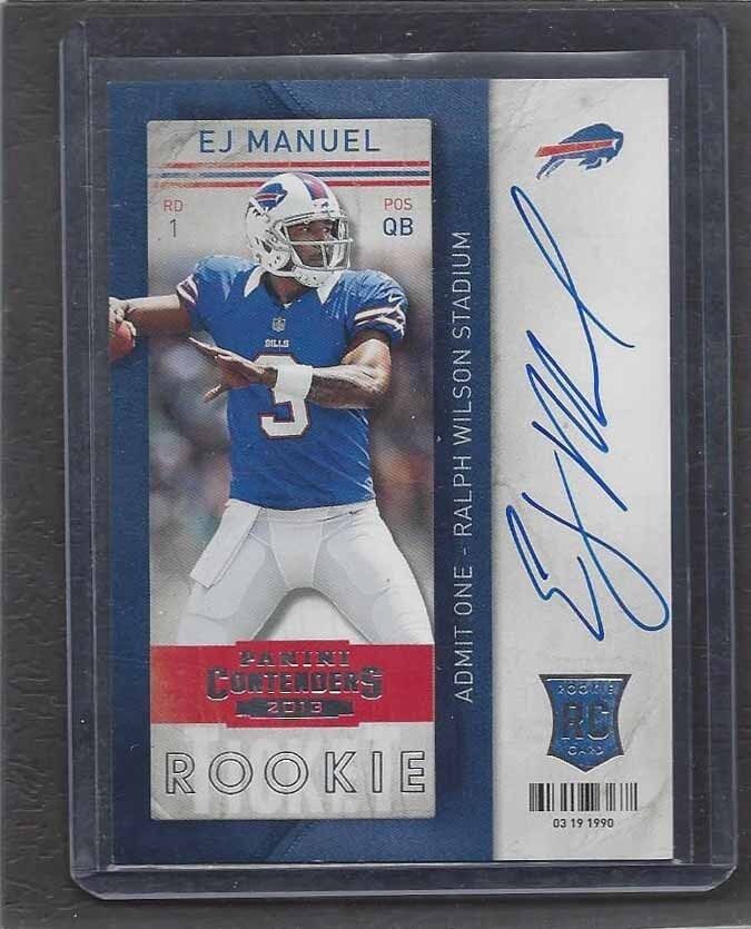EJ MANUEL 2013 CONTENDERS ROOKIE TICKET BILLS VARIATION ON CARD AUTO RC #209
