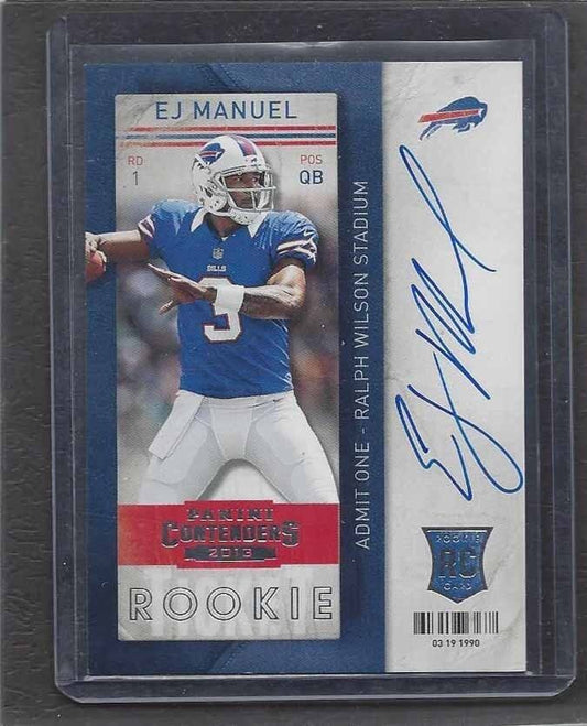 EJ MANUEL 2013 CONTENDERS ROOKIE TICKET BILLS VARIATION ON CARD AUTO RC #209