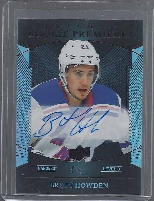 BRETT HOWDEN 2018-19 TRILOGY ROOKIE PREMIERES LEVEL 3 BLACK AUTO RC #D 5/9