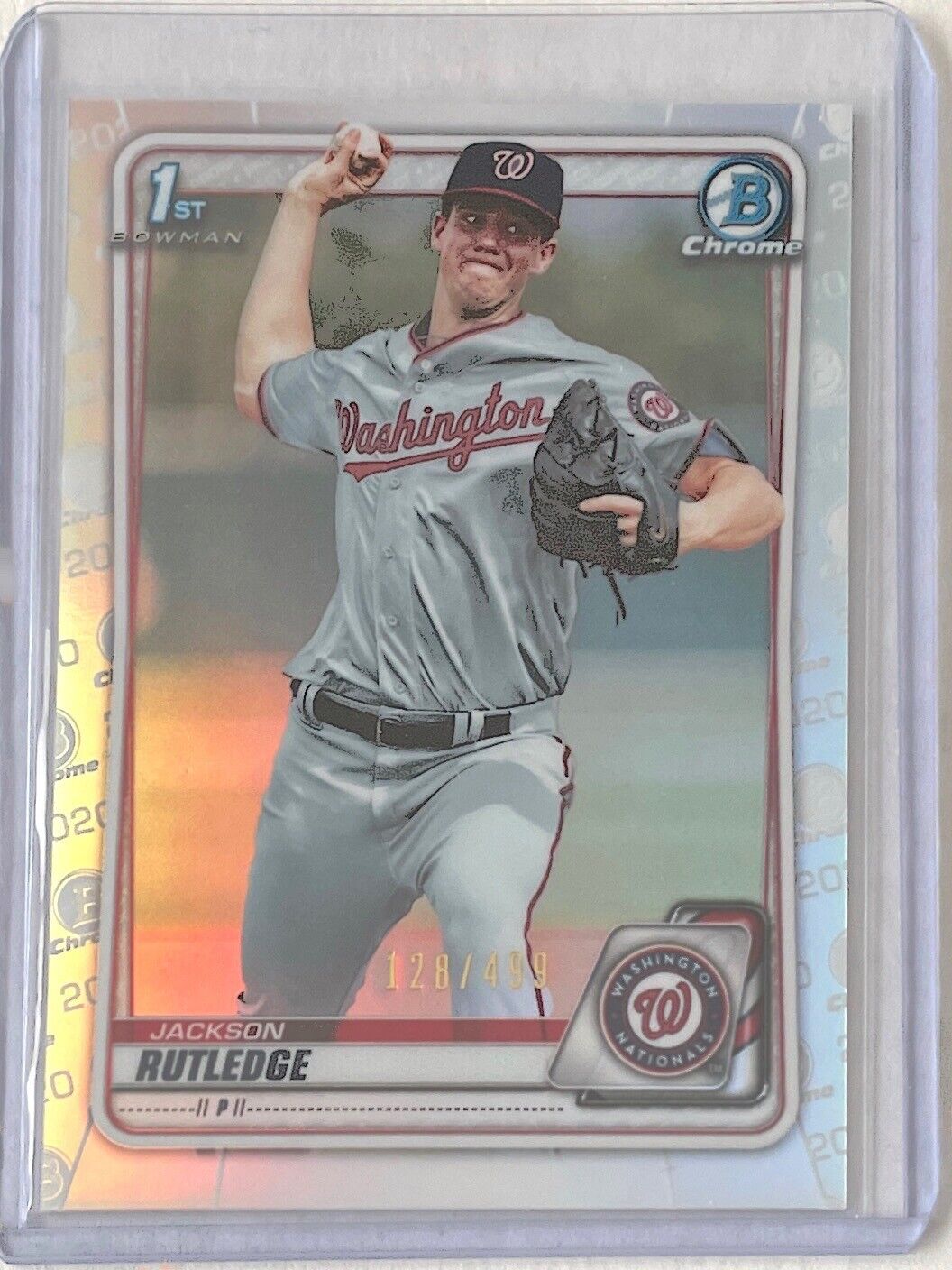 JACKSON RUTLEDGE 2020 BOWMAN CHROME 1ST PROSPECT SILVER REFRACTOR #D 128/499