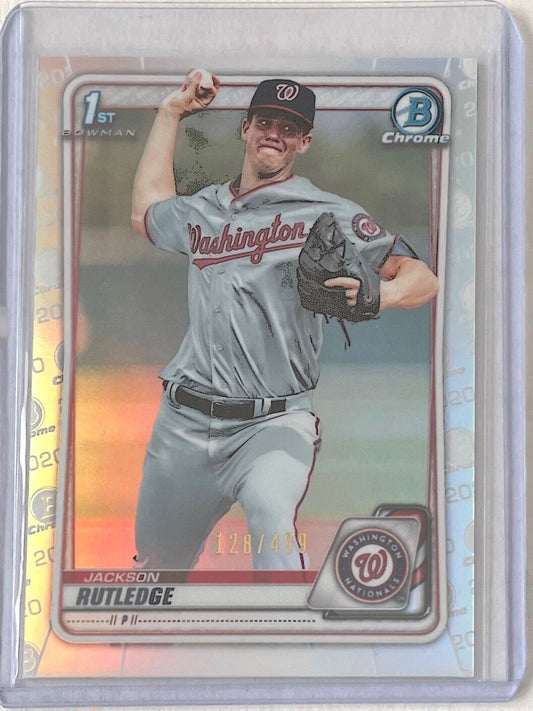 JACKSON RUTLEDGE 2020 BOWMAN CHROME 1ST PROSPECT SILVER REFRACTOR #D 128/499