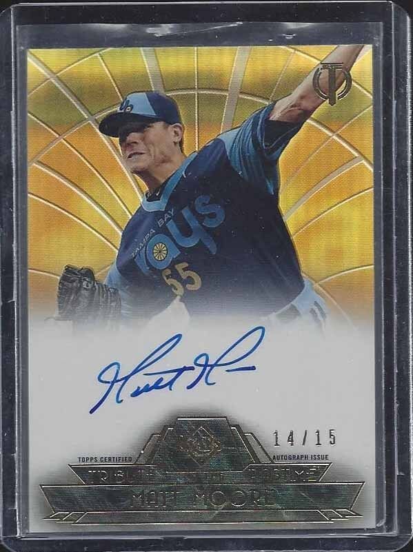 MATT MOORE 2014 TOPPS TRIBUTE TO THE PASTIME GOLD RAYS ON CARD AUTO #D 14/15