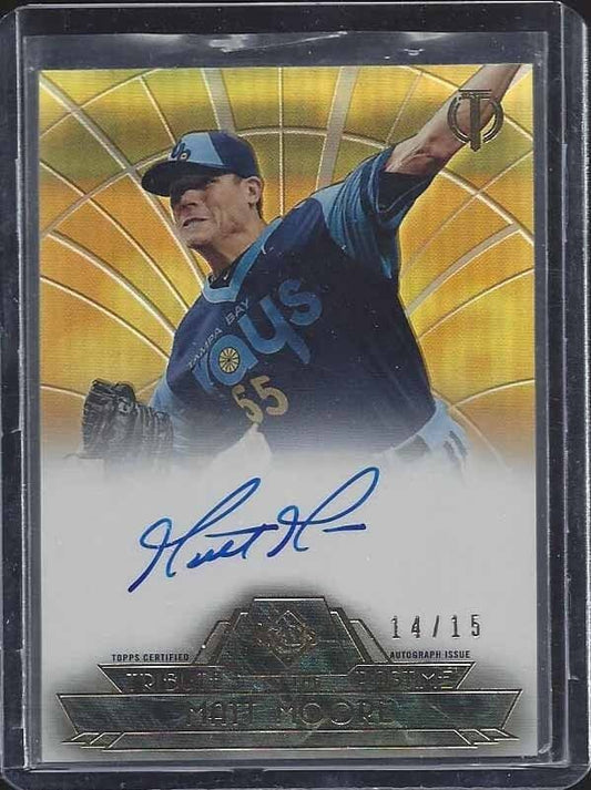 MATT MOORE 2014 TOPPS TRIBUTE TO THE PASTIME GOLD RAYS ON CARD AUTO #D 14/15