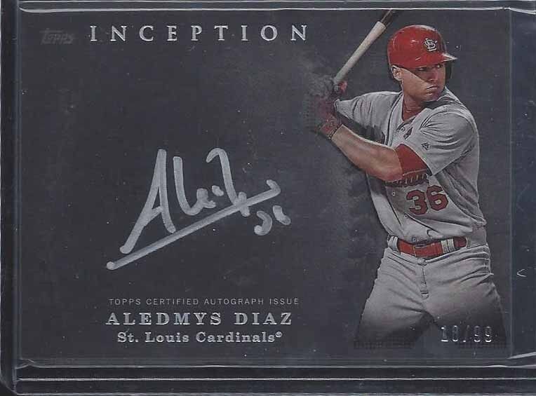 ALEDMYS DIAZ 2017 TOPPS INCEPTION SILVER INK SIGNINGS ON CARD CARDINALS AUTO /99