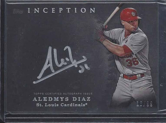 ALEDMYS DIAZ 2017 TOPPS INCEPTION SILVER INK SIGNINGS ON CARD CARDINALS AUTO /99
