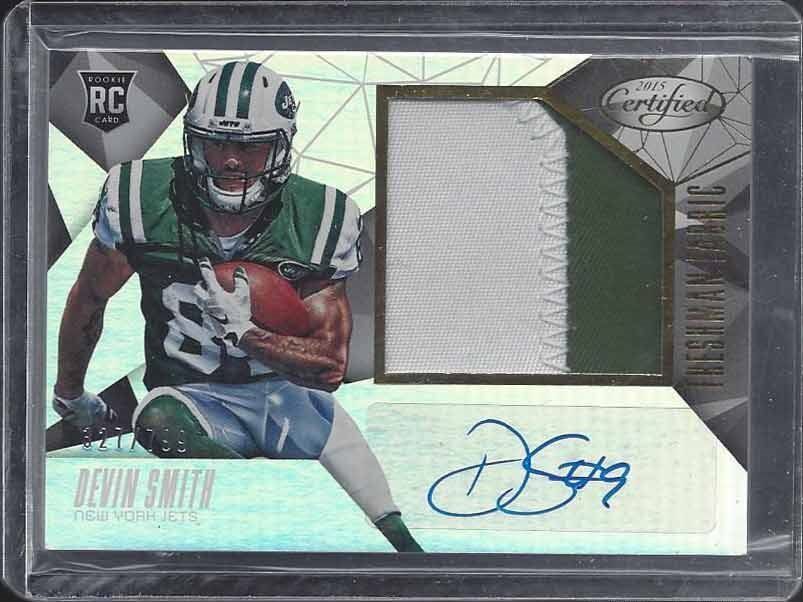DEVIN SMITH 2015 CERTIFIED FRESHMAN FABRIC JUMBO 2 COLOR PATCH AUTO RC #D /799