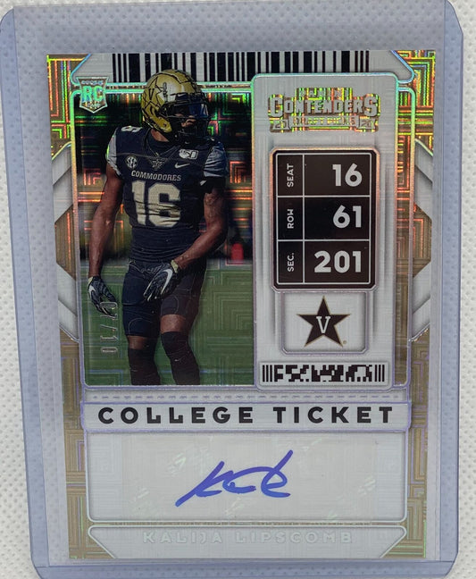 KALIJA LIPSCOMB 2020 CONTENDERS INFINITE COLLEGE TICKET AUTO RC #D 07/10