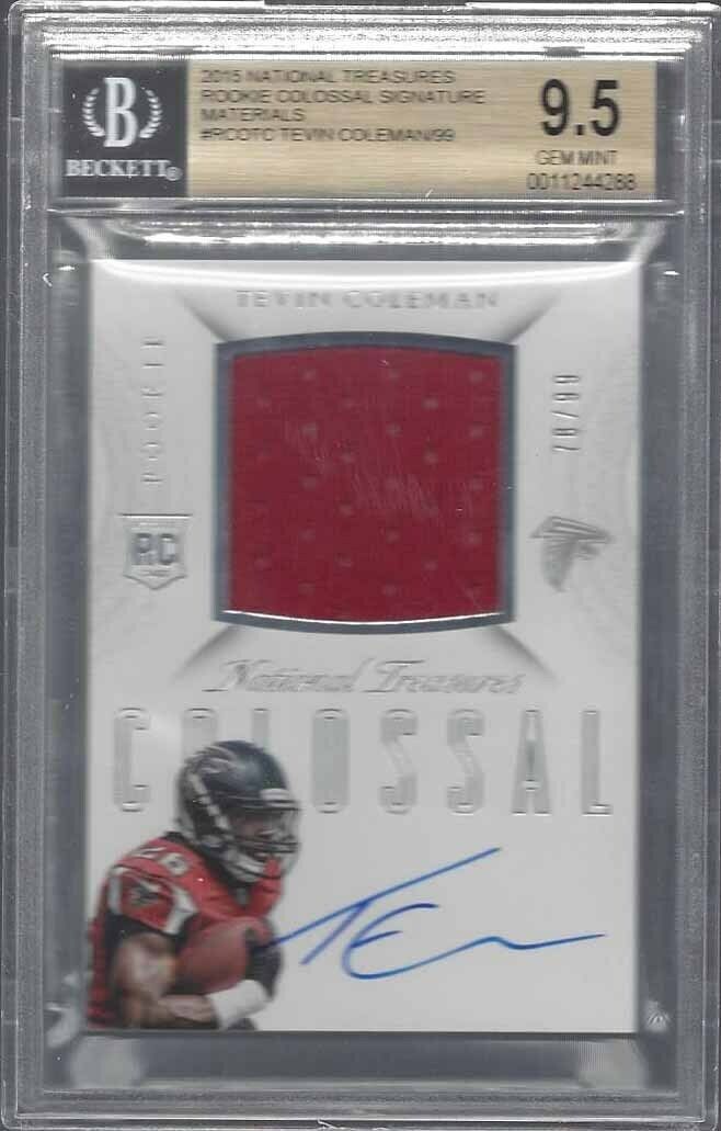 TEVIN COLEMAN 2015 NATIONAL TREASURES COLOSSAL JERSEY AUTO RC /99 BGS 9.5 POP 1