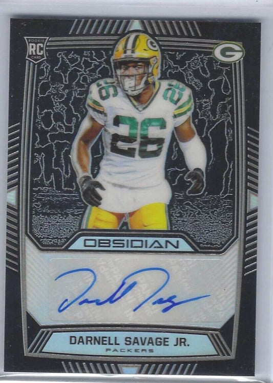 DARNELL SAVAGE JR 2019 PANINI OBSIDIAN SILVER PRIZM ROOKIE AUTO RC #D /150