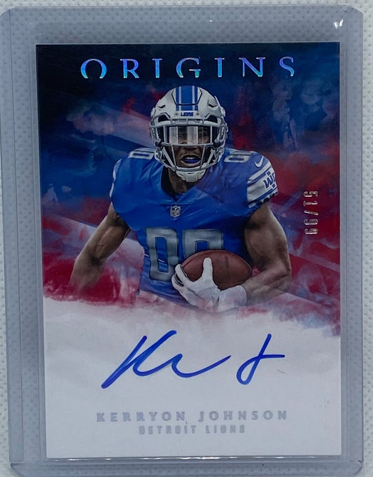 KERRYON JOHNSON 2018 PANINI ORIGINS RED ROOKIE ON CARD AUTO RC #D 51/99