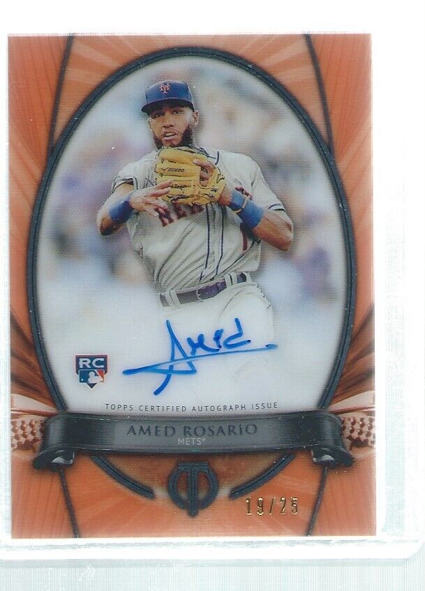 AMED ROSARIO 2018 TOPPS TRIBUTE ON CARD AUTO ORANGE ROOKIE RC #D 19/25