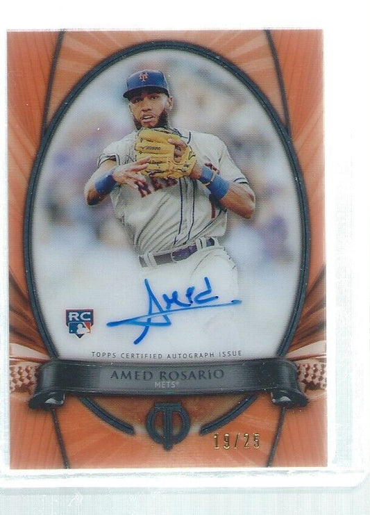 AMED ROSARIO 2018 TOPPS TRIBUTE ON CARD AUTO ORANGE ROOKIE RC #D 19/25