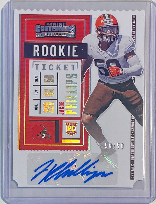 1/1 JACOB PHILLIPS 2020 CONTENDERS TICKET STUB AUTO ROOKIE RC #D 50/50 JERSEY #!